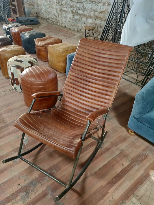 Leather Rocking Chair - Classic Elegance for Your Home